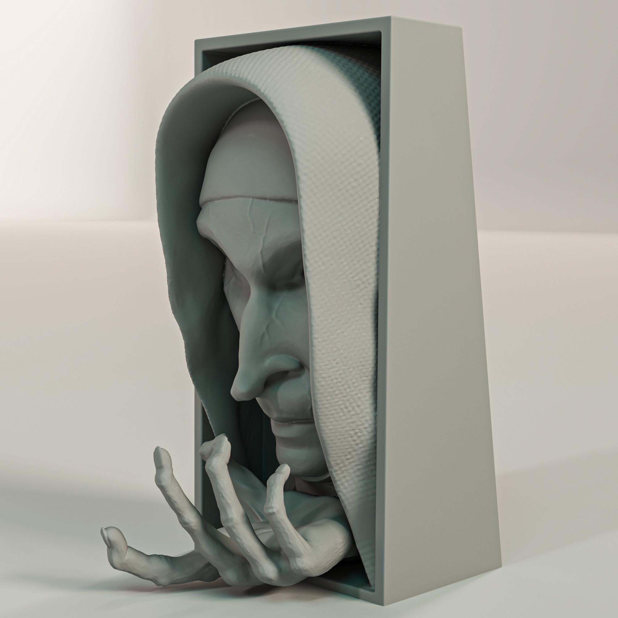 Demonic Nun Book Nook | Paranormal Horror 3D Shadow Box | Gothic Shelf Decor 3D Wall Art