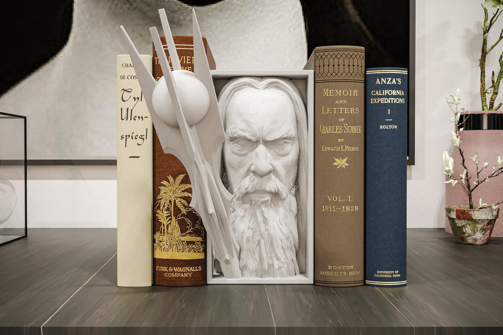 White Wizard Book Nook | Epic Fantasy 3D Shadow Box | Magic Staff 3D Wall Art
