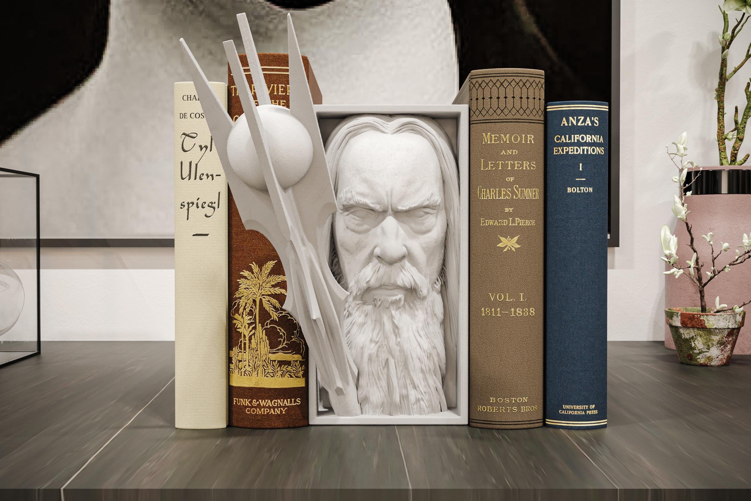 White Wizard Book Nook | Epic Fantasy 3D Shadow Box | Magic Staff 3D Wall Art