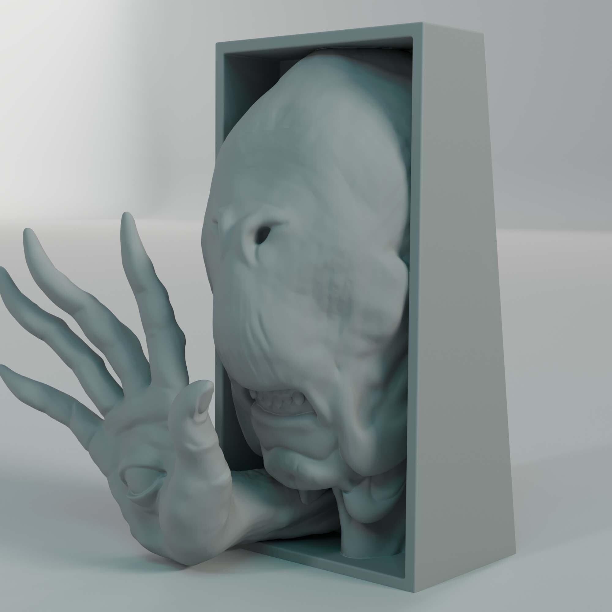 Pale Hand-Eye Monster Book Nook | Dark Fantasy Fairy Tale 3D Shadow Box | Creepy Gothic 3D Wall Art