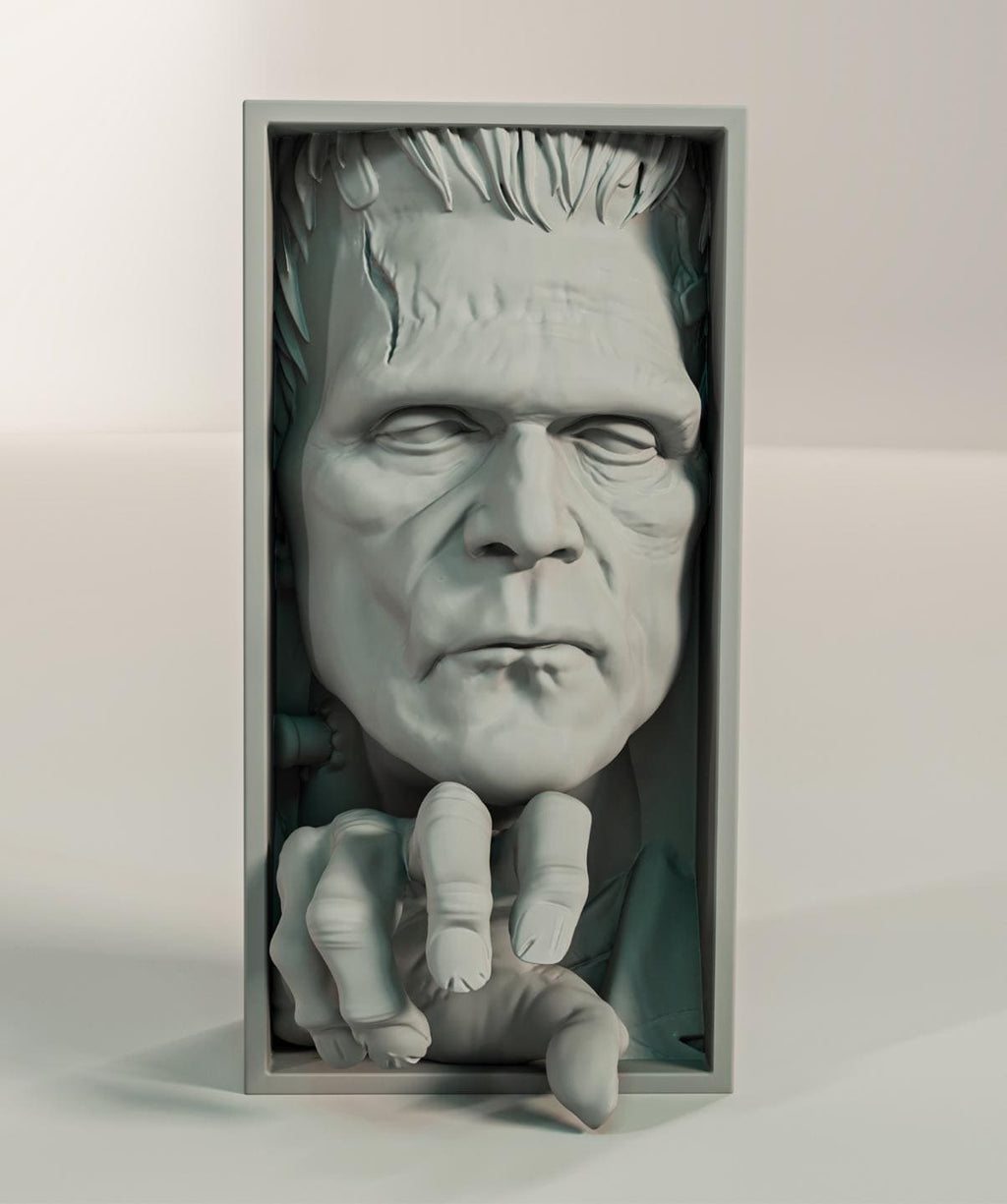 Frankenstein Monster Book Nook | Classic Horror 3D Shadow Box | Gothic Science 3D Wall Art
