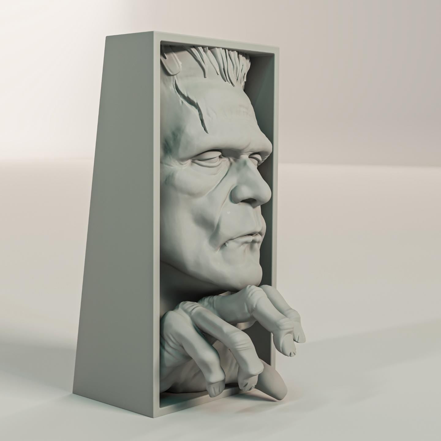 Frankenstein Monster Book Nook | Classic Horror 3D Shadow Box | Gothic Science 3D Wall Art
