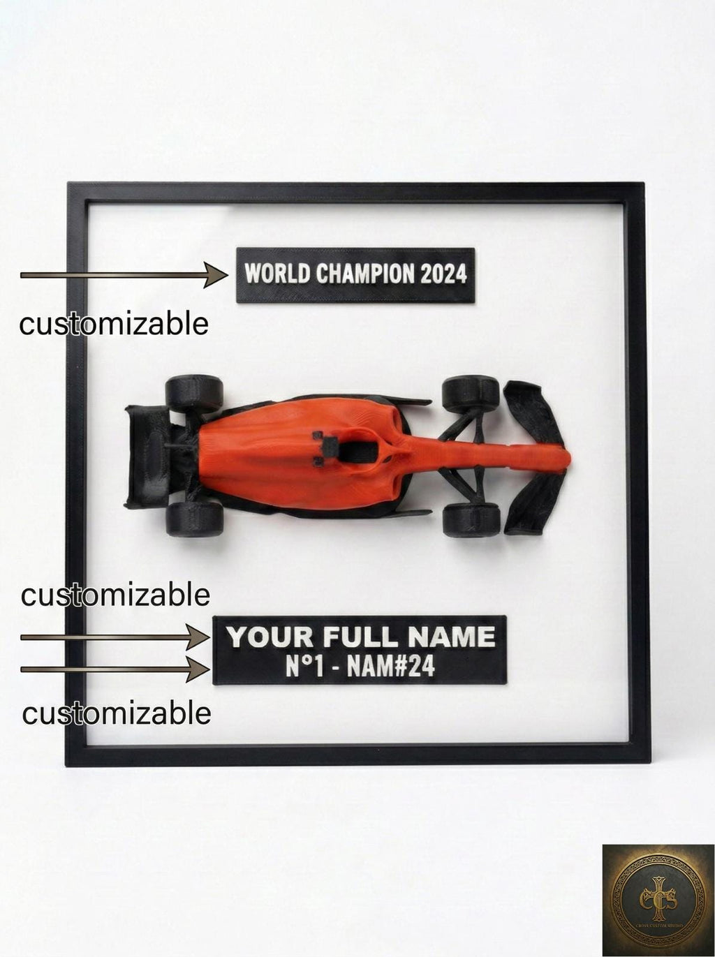 Personalized Motorsport Wall Art | Custom Race Car 3D Shadow Box Frame | Formula Style Racing Decor | Grand Prix Gift for Car Enthusiast