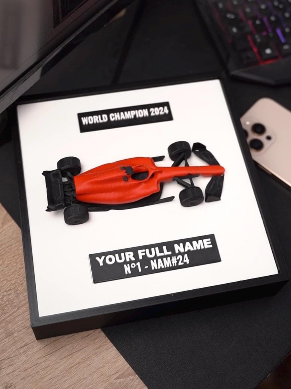 Personalized Motorsport Wall Art | Custom Race Car 3D Shadow Box Frame | Formula Style Racing Decor | Grand Prix Gift for Car Enthusiast