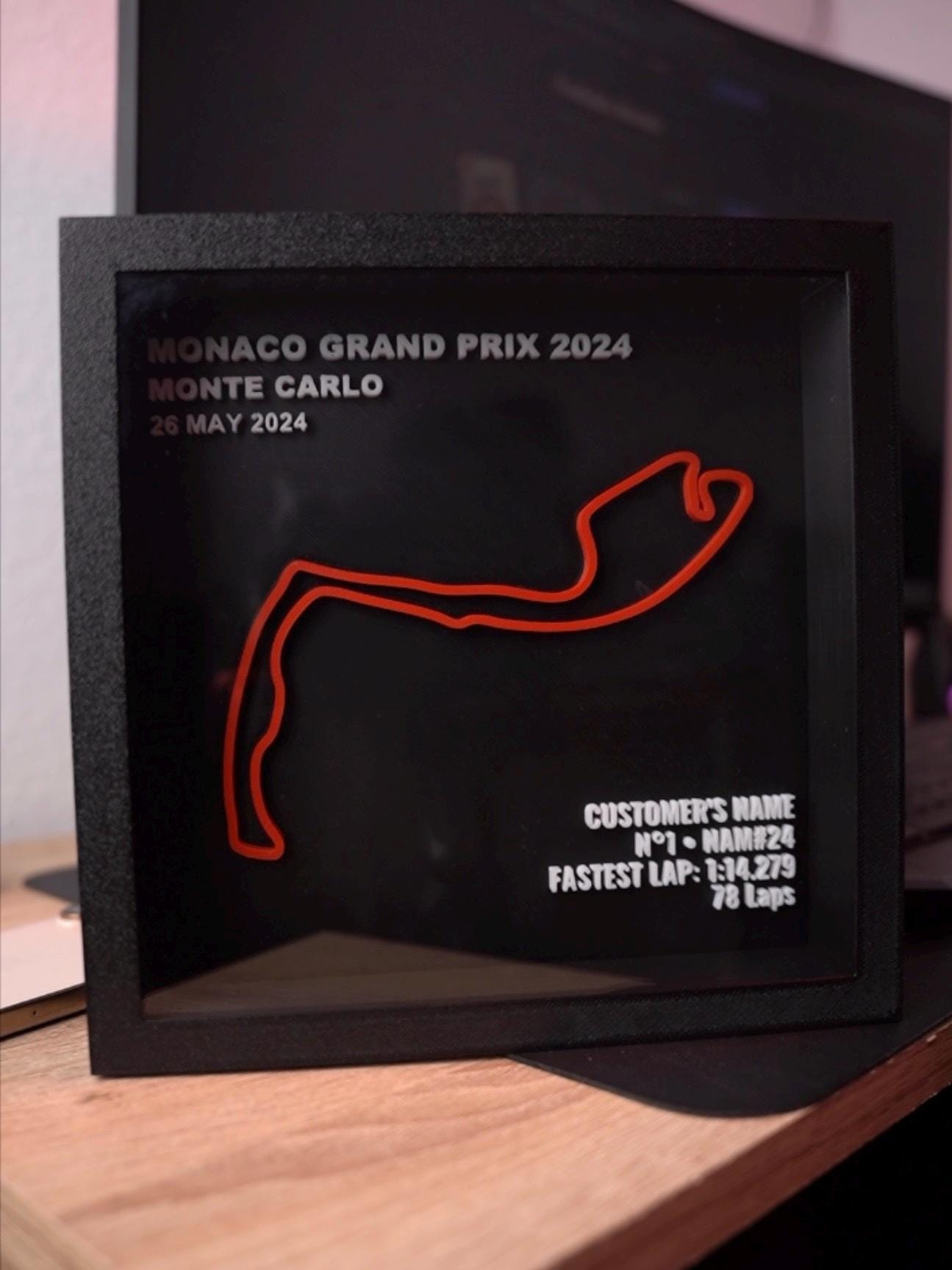 Personalized Monaco Race Track Wall Art | Custom Grand Prix Circuit 3D Shadow Box | Motorsport Course Decor | Racing Enthusiast Gift