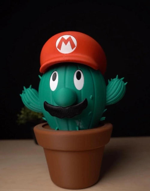 3D Printed Mario Inspired Cactus Container | Retro Video Game Decor | Hidden Storage Pot | Desk Organizer Gamer Gift
