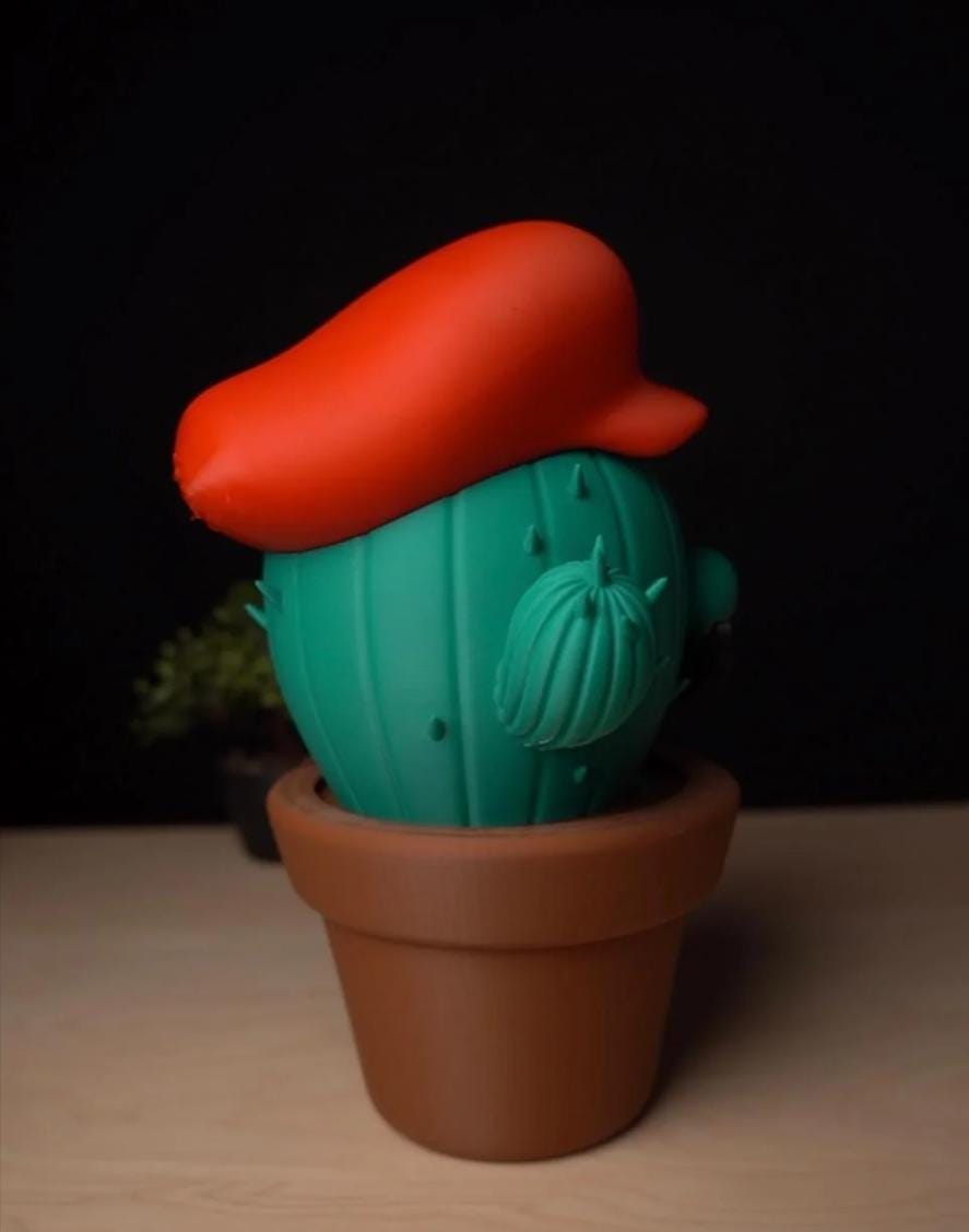 3D Printed Mario Inspired Cactus Container | Retro Video Game Decor | Hidden Storage Pot | Desk Organizer Gamer Gift