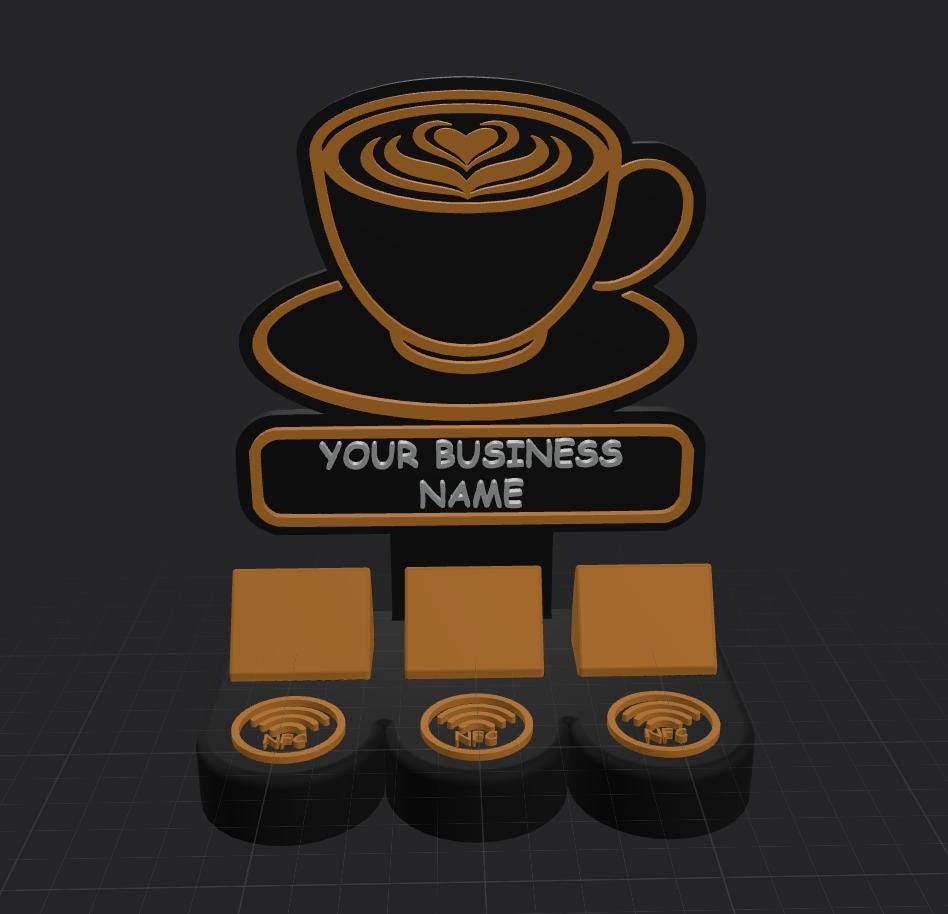Custom NFC Social Media Stand | Tap to Follow & Review Sign | Instagram Google Facebook WiFi | 3D Printed Business Counter Display | QR Code