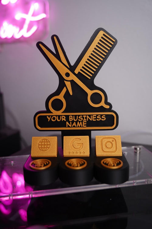 Custom NFC Social Media Stand | Tap to Follow & Review Sign | Instagram Google Facebook WiFi | 3D Printed Business Counter Display | QR Code