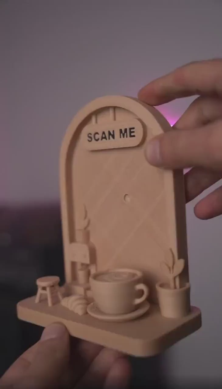 Custom Coffee Shop QR Code Sign | 3D Counter Display for Cafes & Markets | Scan to Pay Stand | Venmo, CashApp, Instagram, Menu Link