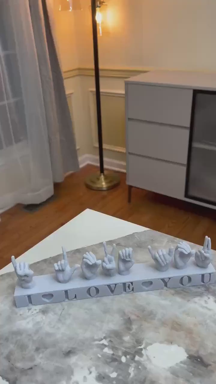 I Love You ASL Statue | American Sign Language Fingerspelling Sculpture | Romantic Valentines Gift